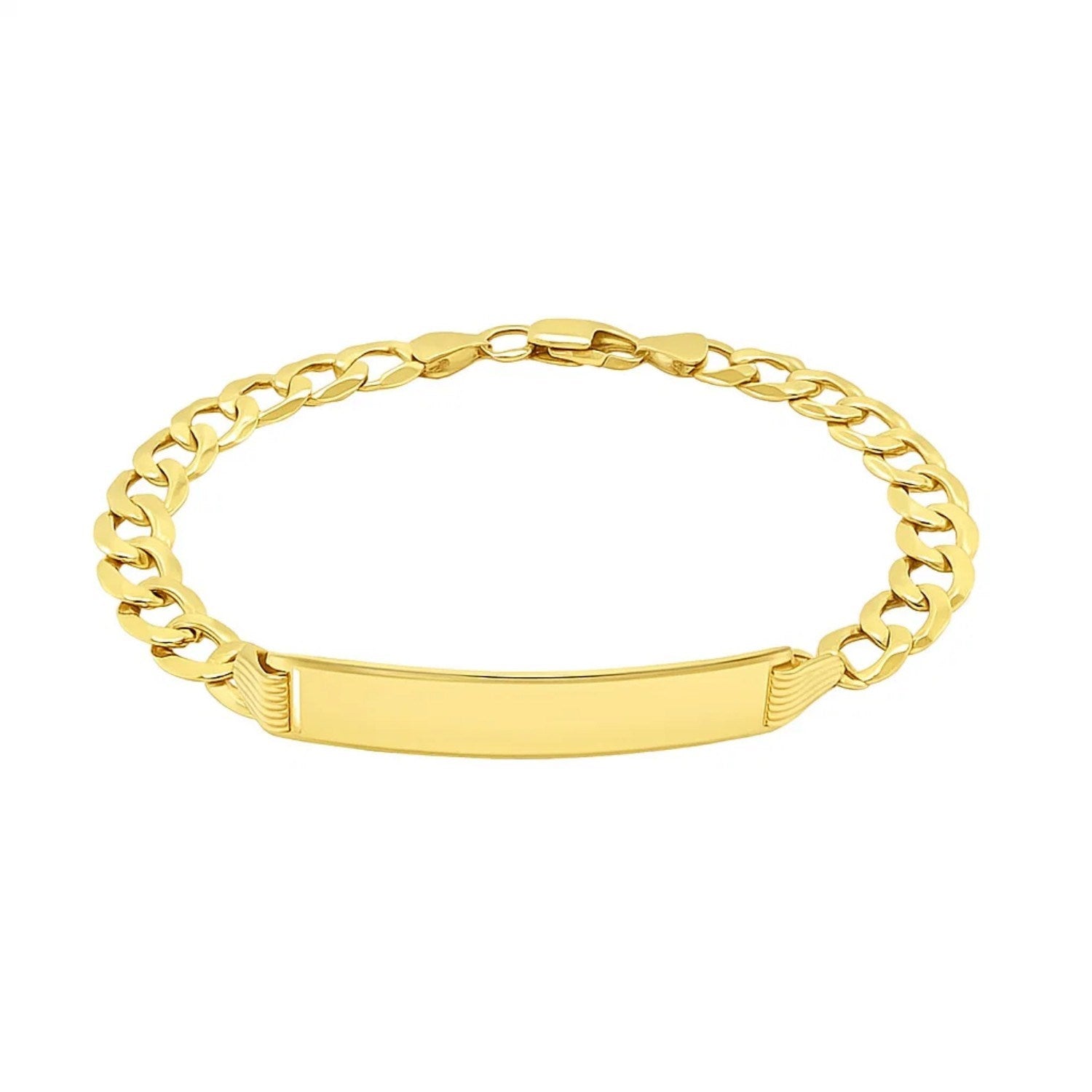14k Yellow Gold 8 1/2 inch Mens Curb Chain ID Bracelet (8.30 mm) - Peelerie